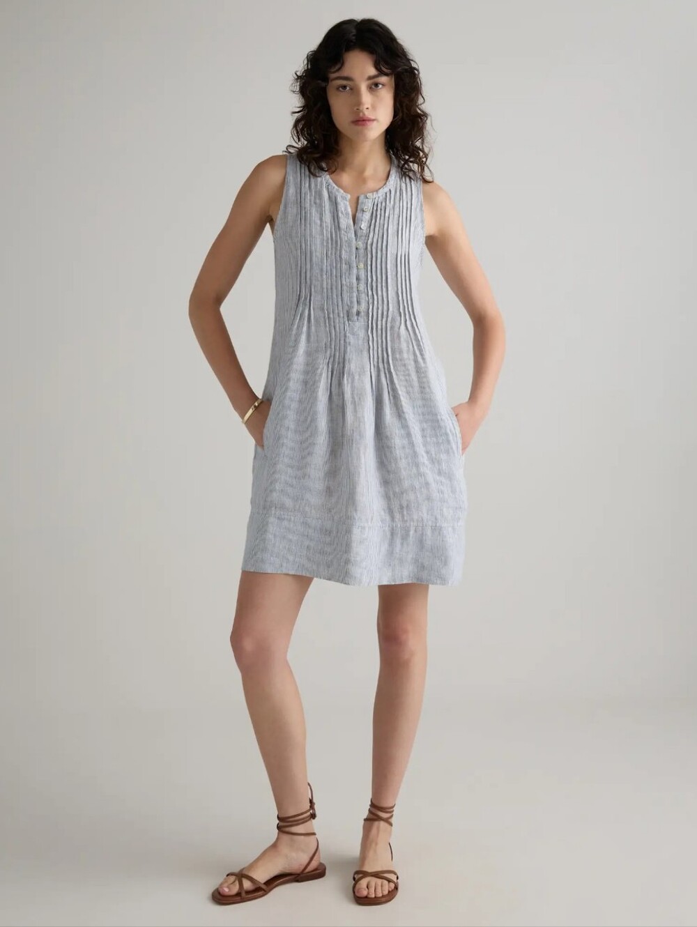 Quince 100% European Linen Sleeveless Swing Dress